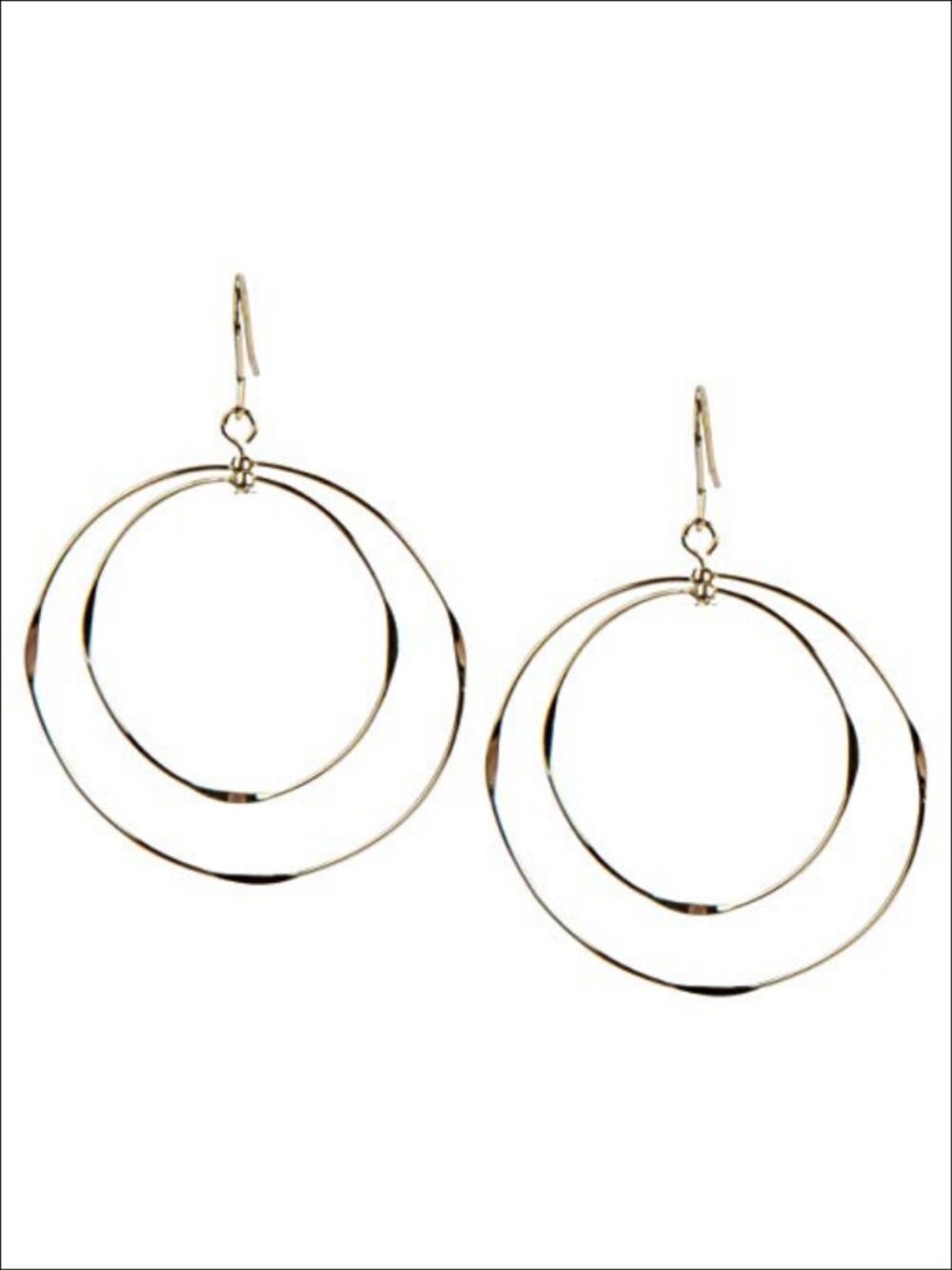 Thin Double Hoop Lightweight Loop Earrings Silver French Wire 1.75 in